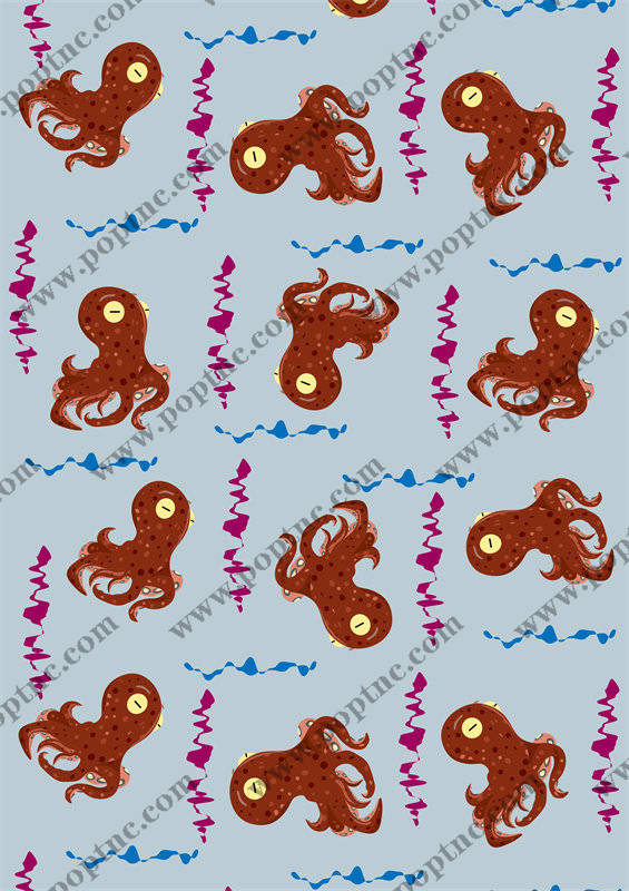 创意卡通章鱼面料印花,趣味服装印花设计