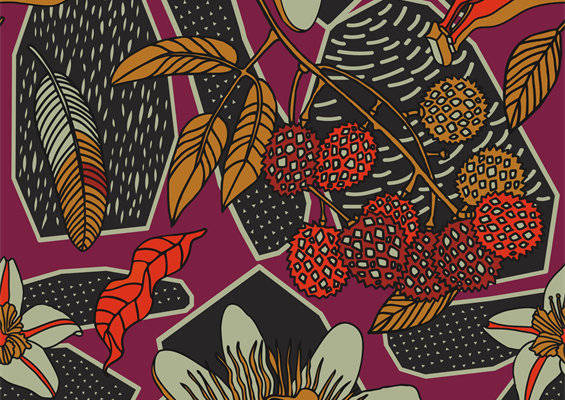 时尚复古风格花卉面料印花服装印花设计