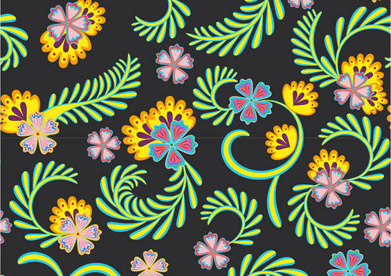 热带风情花卉图案服装印花面料设计