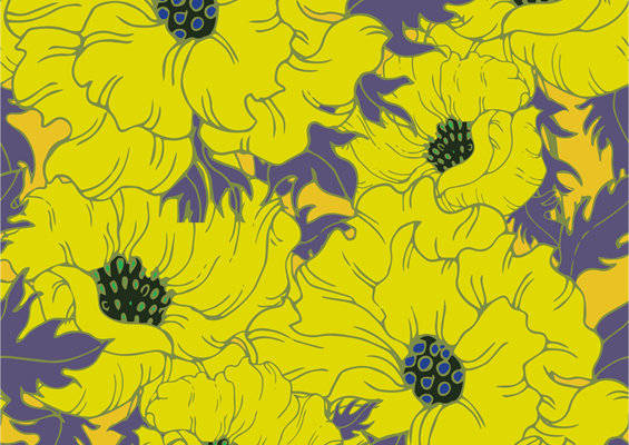 时尚黄色向日葵面料印花，夏季服装印花设计