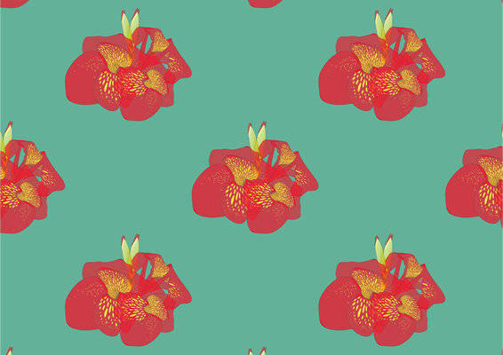 时尚红色花卉图案面料印花服装印花设计