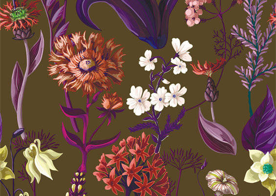 复古风格花卉面料印花，优雅服装印花设计