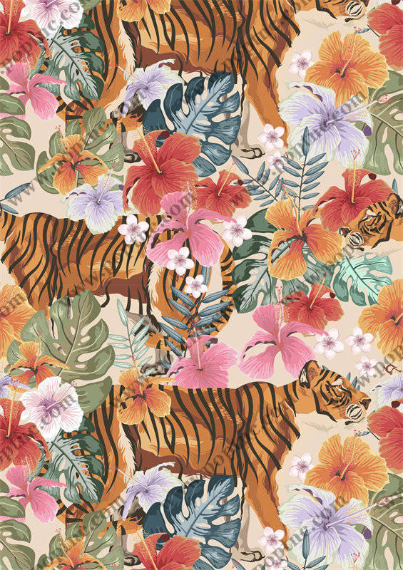 热带风情动物花卉面料印花服装设计