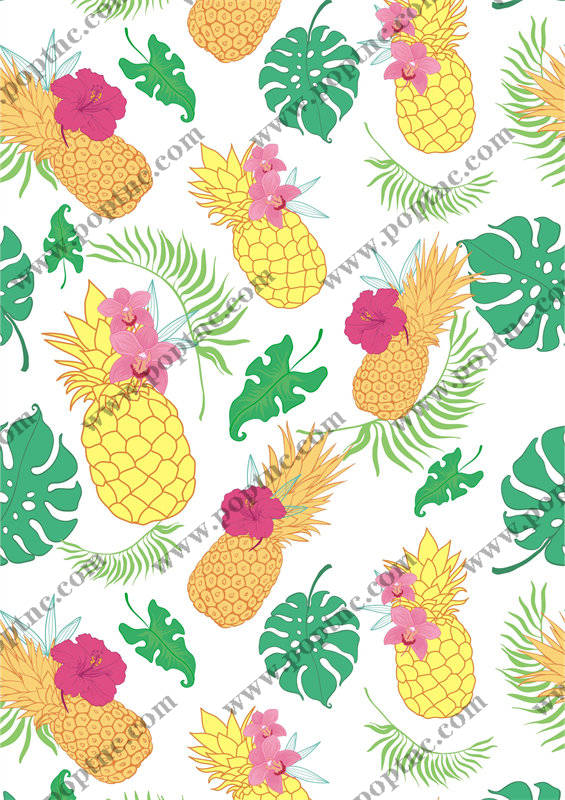 夏季清新菠萝服装印花面料设计