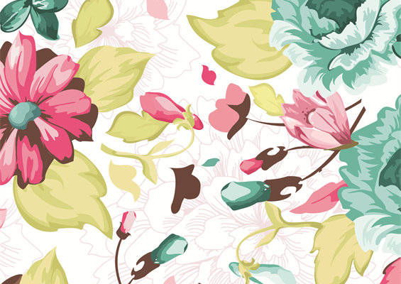 春日花园风格面料印花设计，时尚服装印花图案