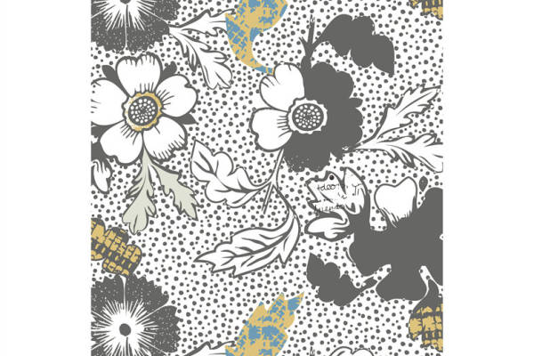 时尚黑白花卉面料印花 经典服装印花设计