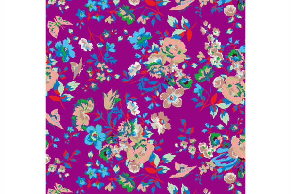 时尚多彩花卉图案面料印花服装印花设计