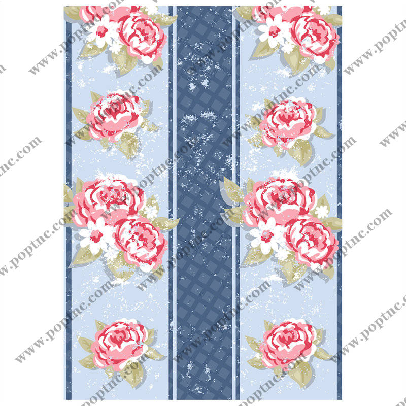 时尚优雅粉色玫瑰条纹服装印花面料设计