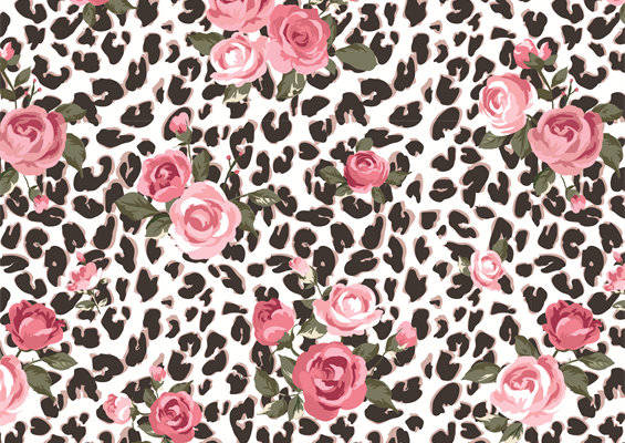 时尚豹纹与玫瑰图案面料印花服装印花设计