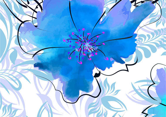 清新水彩花卉面料印花设计,优雅服装印花图案