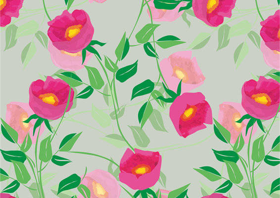 春日花卉图案面料印花,时尚女装服装印花设计