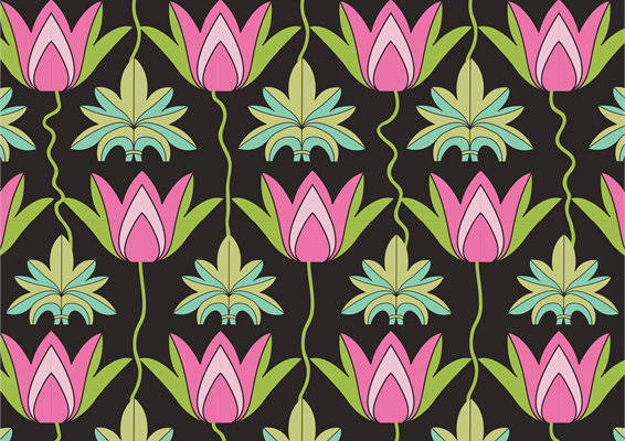 时尚优雅莲花图案面料印花服装印花设计