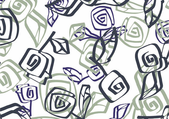 抽象几何花卉面料印花设计，适合时尚服装印花