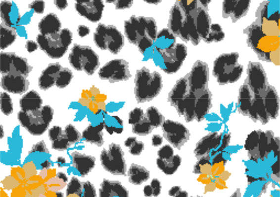 时尚豹纹花卉图案服装印花面料设计