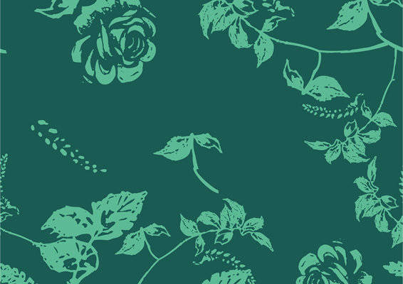 复古风格深绿色花卉面料印花服装印花设计