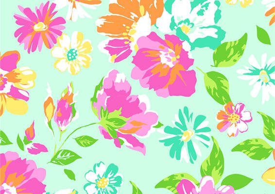 春日清新花卉面料印花服装:多彩花朵图案设计