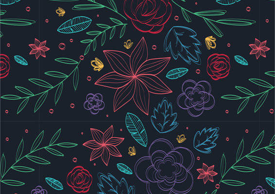 时尚多彩花卉图案服装印花面料设计