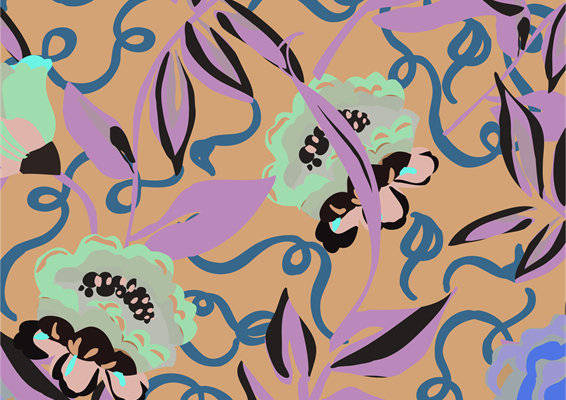 时尚抽象花卉面料印花,打造独特服装印花风格