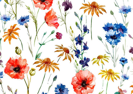 多彩花卉图案面料印花，适合春夏季节的服装印花设计