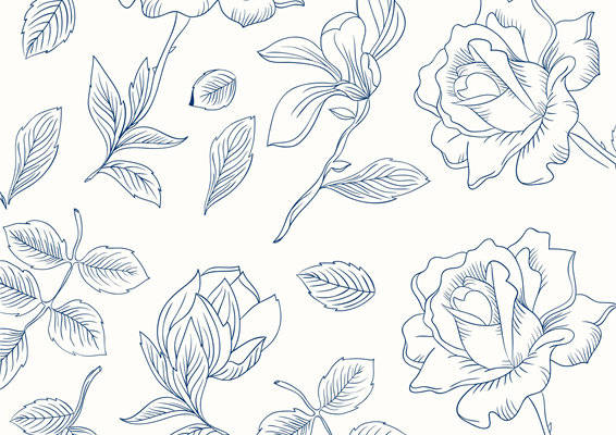 优雅花卉图案面料印花,适用于时尚服装印花设计