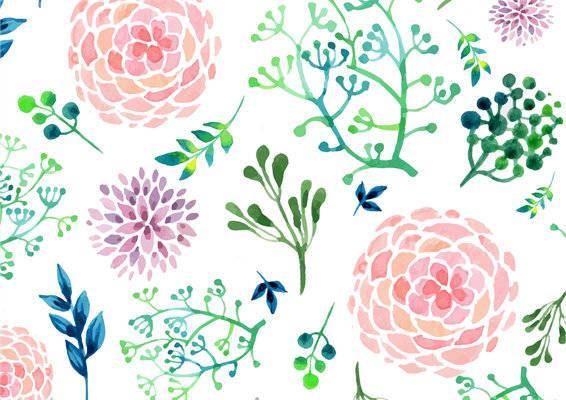 优雅花卉图案面料印花,适用于春夏服装印花设计