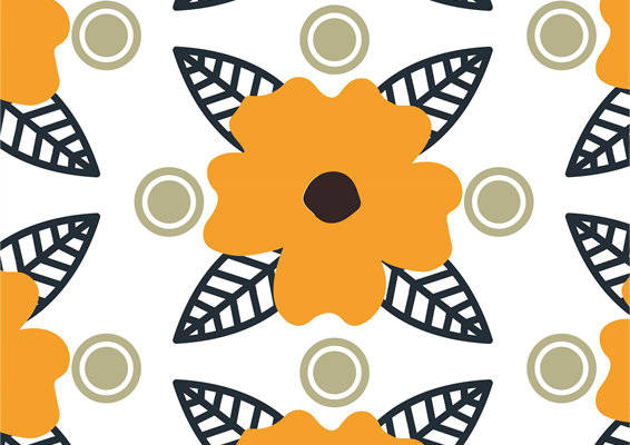 秋季时尚：橙色花朵图案服装印花面料设计