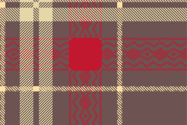 经典格子图案面料印花，复古风格服装印花设计