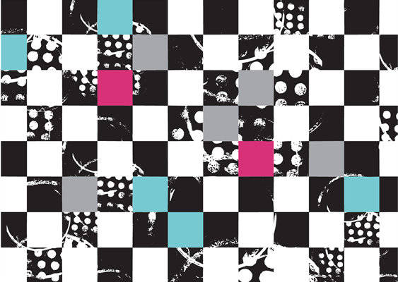 时尚黑白格子服装印花,多色拼接图案面料印花设计