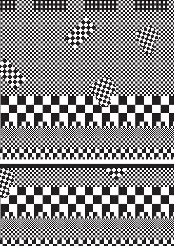 黑白棋盘格图案面料印花,经典时尚服装印花设计