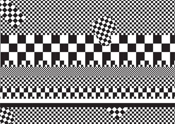 黑白棋盘格图案面料印花，经典时尚服装印花设计