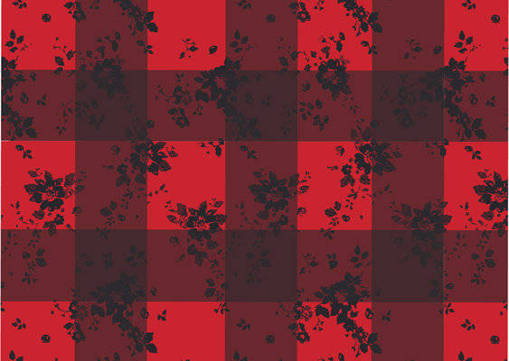复古风格红色格子服装印花面料设计