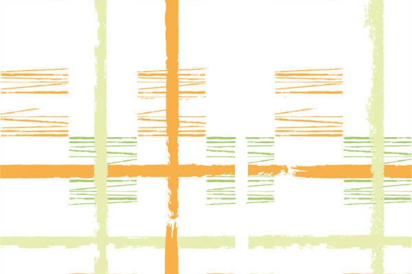 夏季清新风格面料印花设计，绿色橙色条纹服装印花