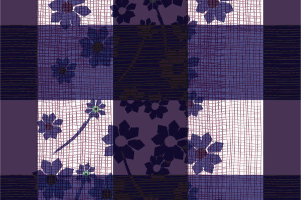 优雅紫色花卉图案面料印花服装印花设计