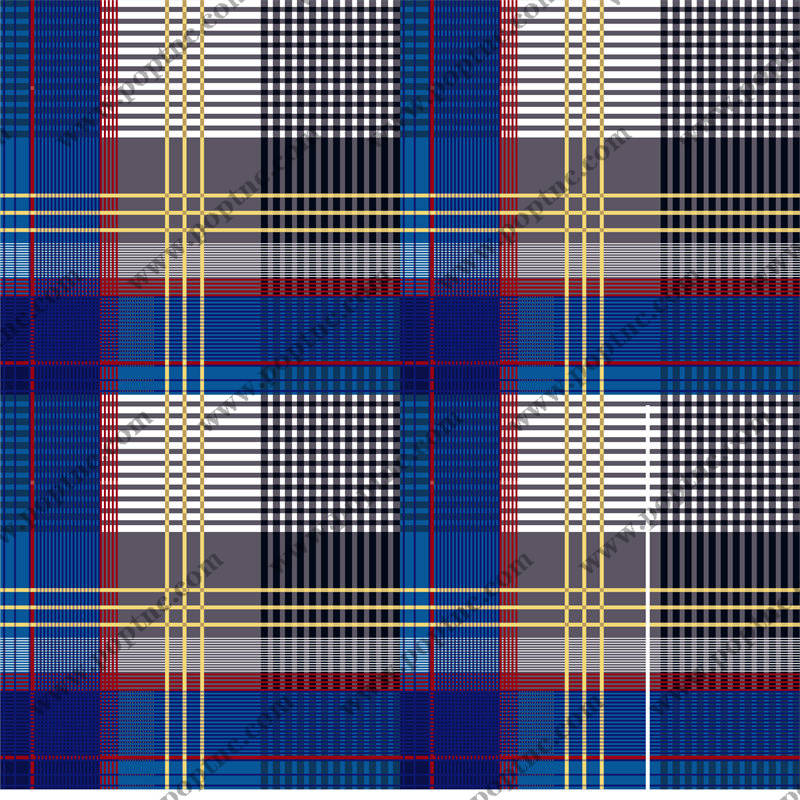 经典蓝白格子面料印花设计,适用于各种服装印花