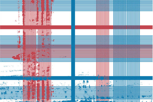复古风格红蓝条纹服装印花面料设计