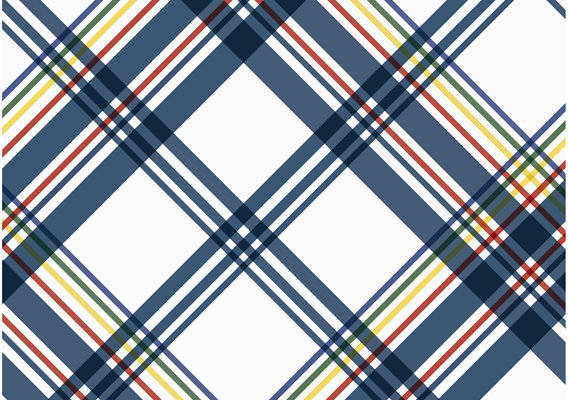 经典蓝白黄红格子服装印花面料设计