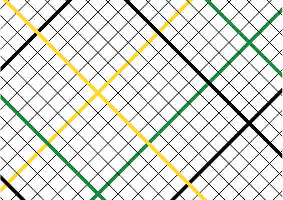 几何风格服装印花:黑白网格与彩色线条的完美结合