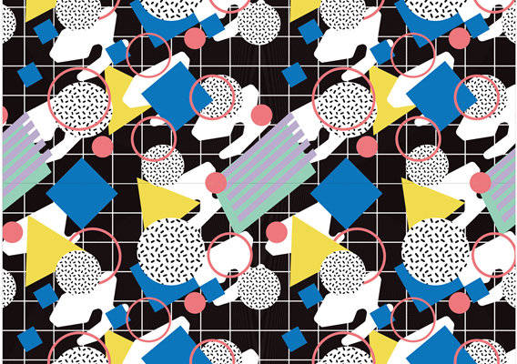 现代抽象几何图案服装印花面料设计