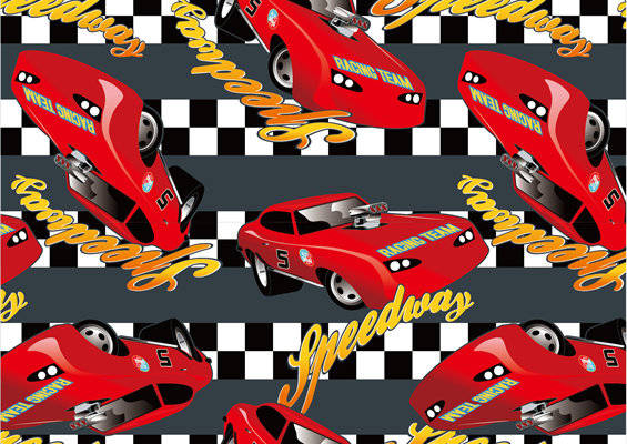 动感赛车主题面料印花,打造时尚赛车风格服装印花