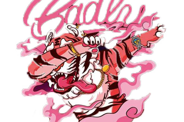 时尚街头风格粉色老虎裁片印花服装印花设计