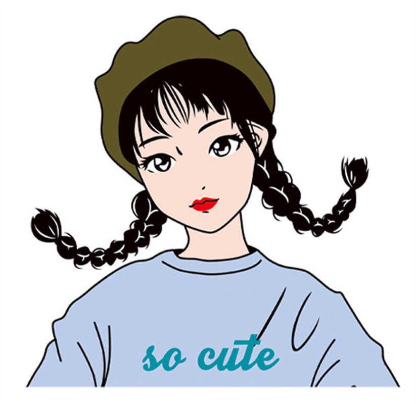 时尚可爱卡通女孩裁片印花服装印花设计