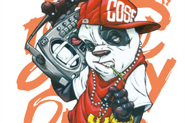 街头风潮酷狗裁片印花服装印花设计