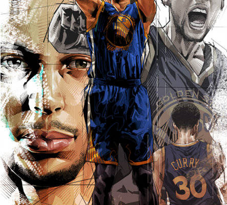 篮球明星Stephen Curry裁片印花服装印花设计