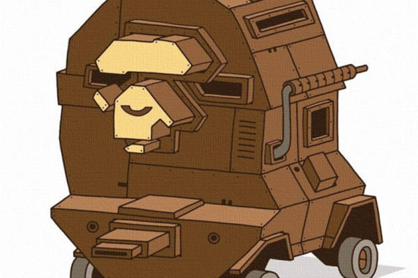 创意裁片印花服装：卡通坦克图案服装印花设计