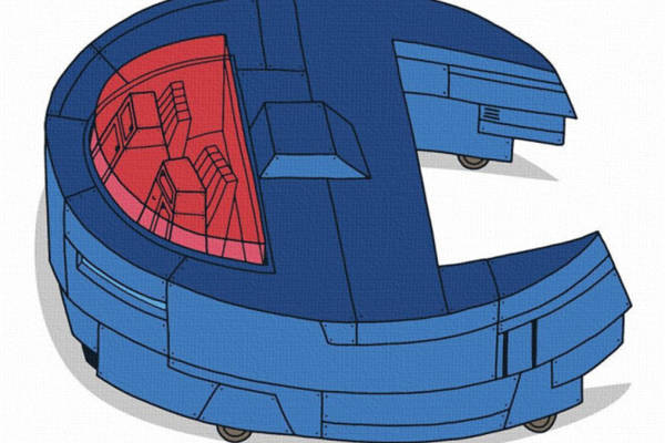 未来感裁片印花服装：蓝色与红色科技风格设计