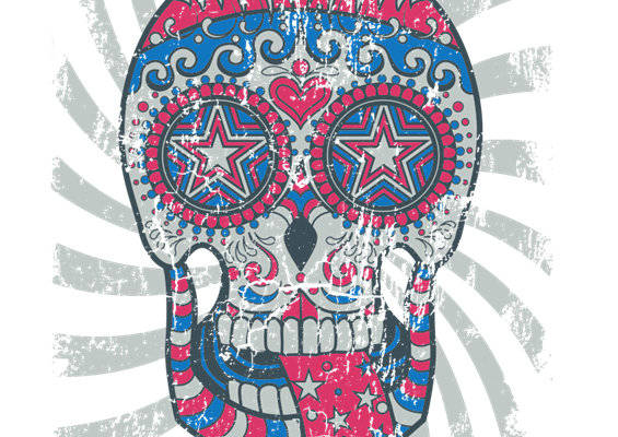 创意骷髅头裁片印花服装 时尚潮流个性服装印花设计