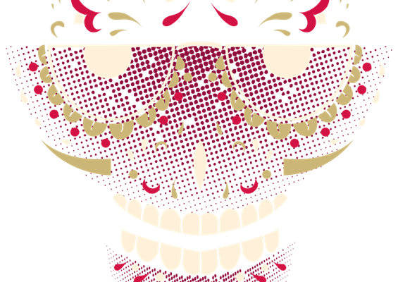 独特骷髅头裁片印花图案服装印花设计