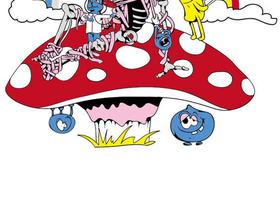 创意卡通裁片印花服装 蘑菇屋上的奇幻音乐派对