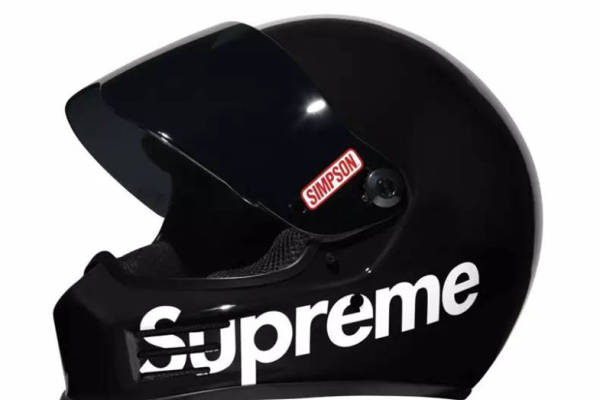Supreme联名Simpson黑色摩托车头盔裁片印花服装印花