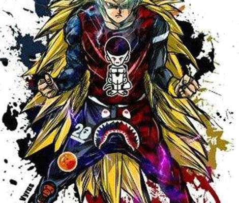 动漫风格裁片印花服装印花设计：超级赛亚人主题